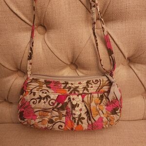 Vera Bradley Grey Pink Floral Crossbody Bag Purse